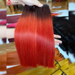 remy red human hair bundles straight bright red