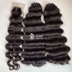 Loose deep wavy weave hair bundles with closure