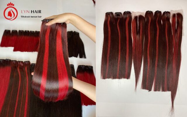 Piano weave hair red and burgundy color