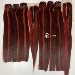 Piano weave hair red and burgundy color