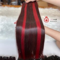 Piano weave hair red and burgundy color