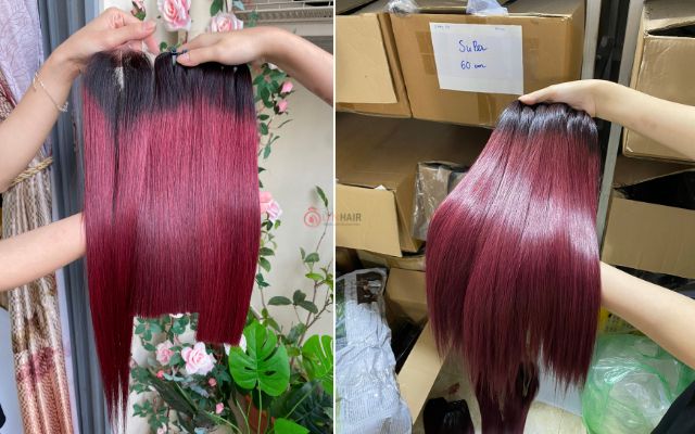 Burgundy ombre weave hair