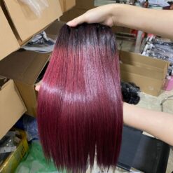 Burgundy ombre weave human hair