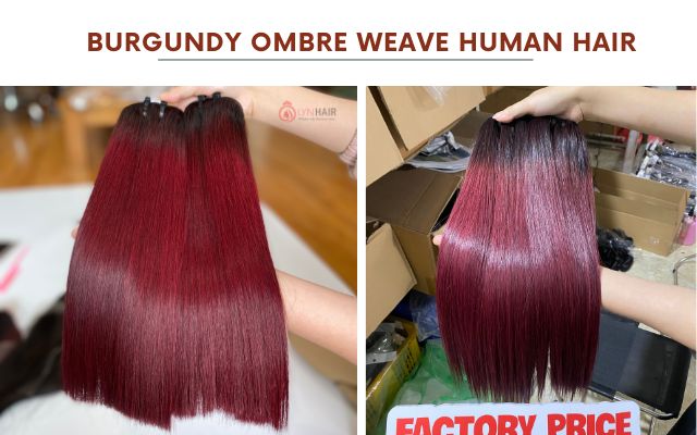 Burgundy ombre weave