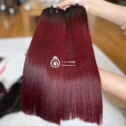 Ombre #1b burgundy bone straight human hair weave
