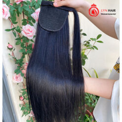 Nautural black, straight ponytail human hair extensions