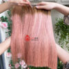 Ombre light pink 3 human hair bundles with closure