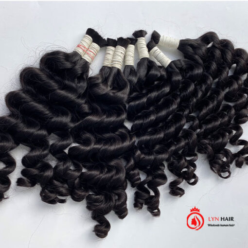 Super double drawn bulk curly black human virgin hair