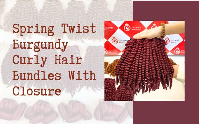 Spring Twist Burgundy Curly Hair Bundles With Closure