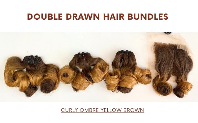 Double drawn hair bundles - Yellow Ombre Hair Curly