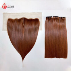 Light brown Vietnamese weft hair bundles with frontal
