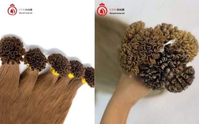 U tip human hair extensions brown color