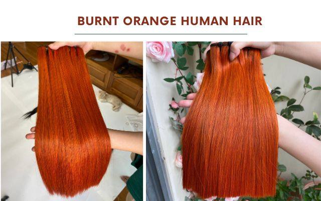 Burnt Orange Human Hair Bonestraight Bunles