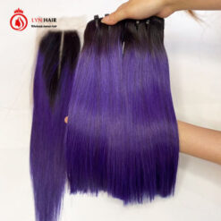 Ombre purple human hair bundles