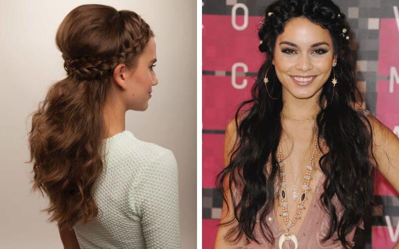 Braided Crown with Loose Curls