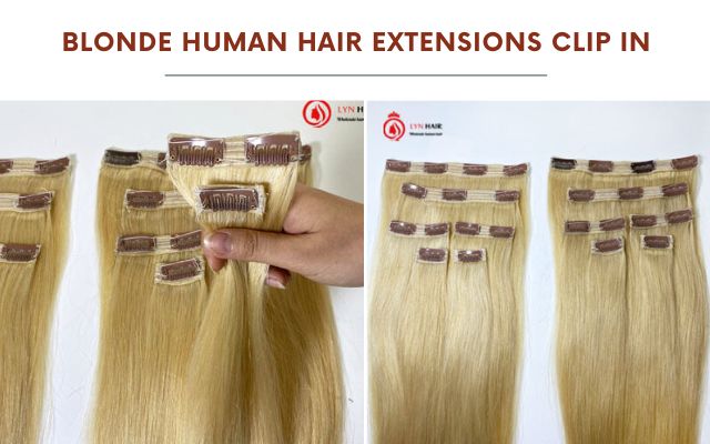 Blonde Human Hair Extensions Clip In