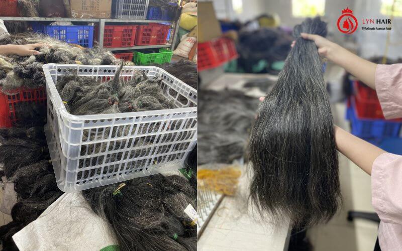 Gray bulk human hair for braiding