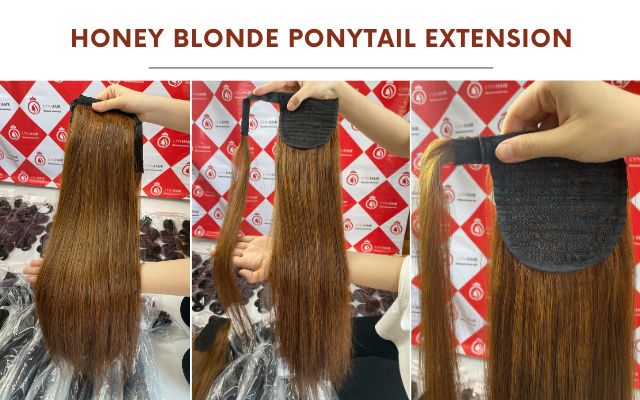 Honey Blonde Ponytail Extension Human Hair