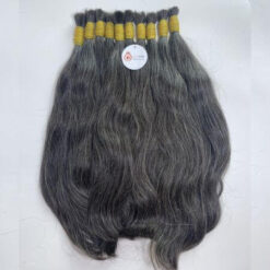Natural gray human hair bulk for braiding