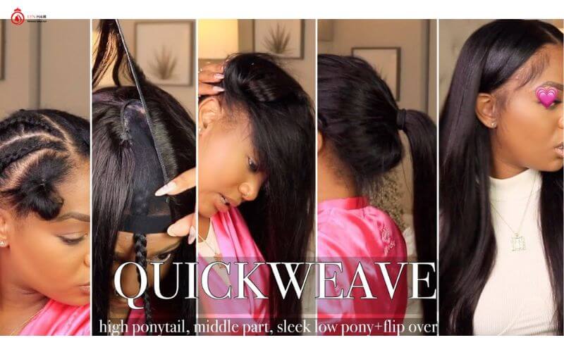 Curly hair quick weave no leave out - Ponytail