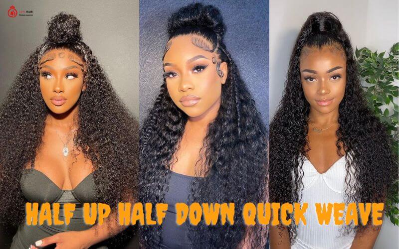 Half up half down quick weave with curly hair - Ponytail