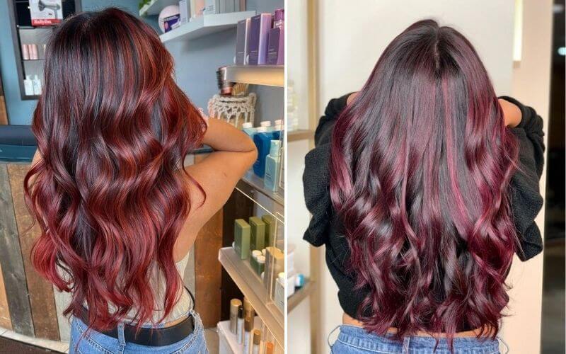 Burgundy _Brown piano hair color
