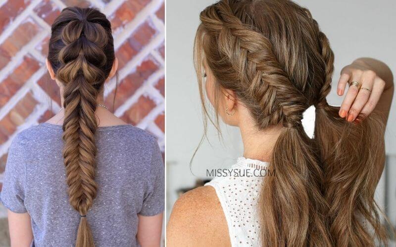 Chestnut Brown with a Fishtail Braid