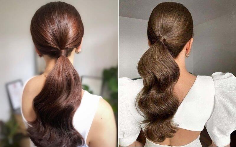 Chestnut Brown with a Low Ponytail