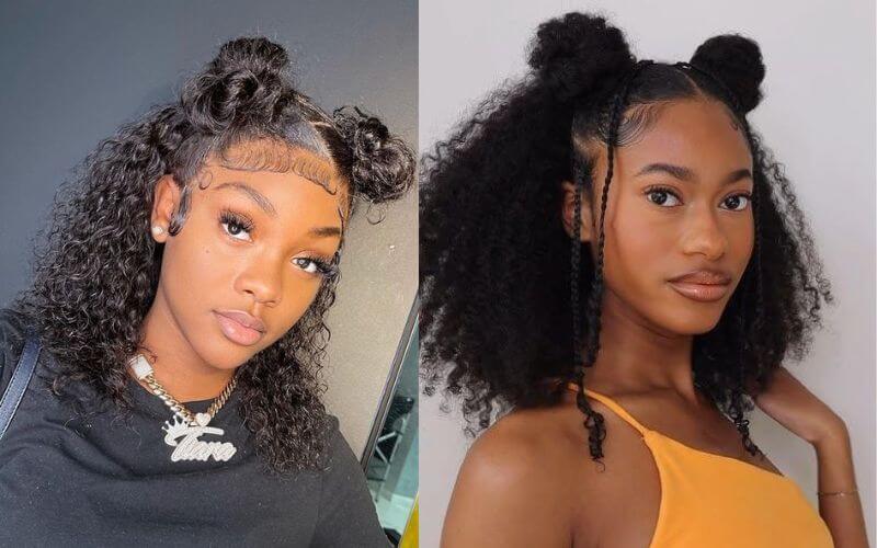 Curly Half-Up Space Buns – A Cute Lace Front Hairstyle