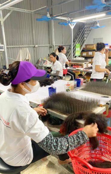 inside Vietnamese hair factory production