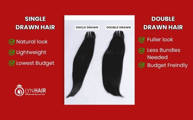 Compare single drawn hair vs double drawn hair